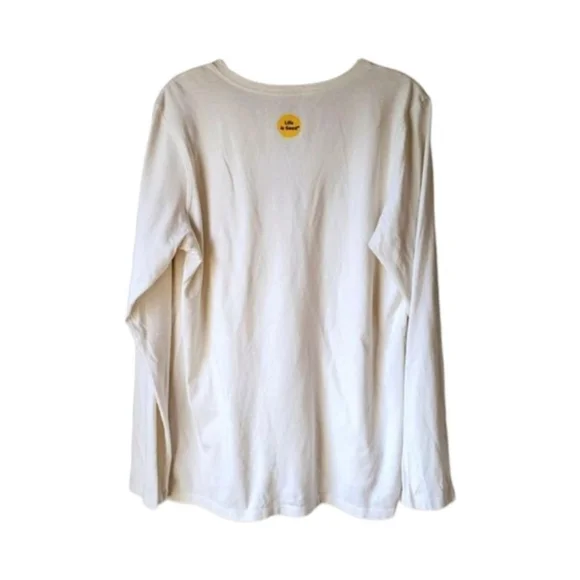 Life is Good Christmas Tree Peace Long Sleeve Soft Holiday Tee Sz L - Picture 3 of 7